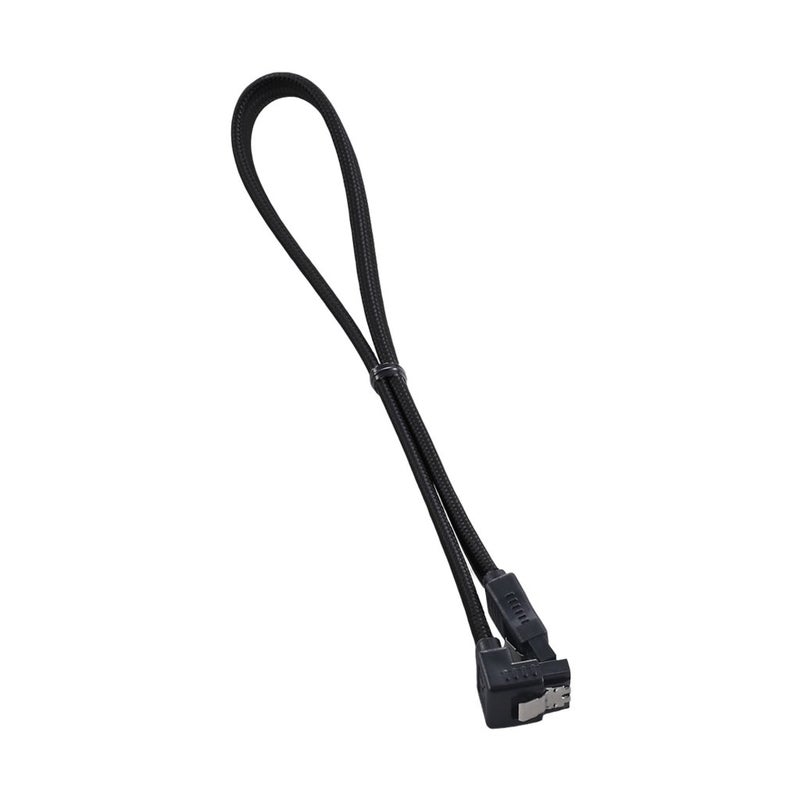 CableMod ModFlex Sleeved Right Angle SATA 3 Cable (Black, 30cm) - Image 1
